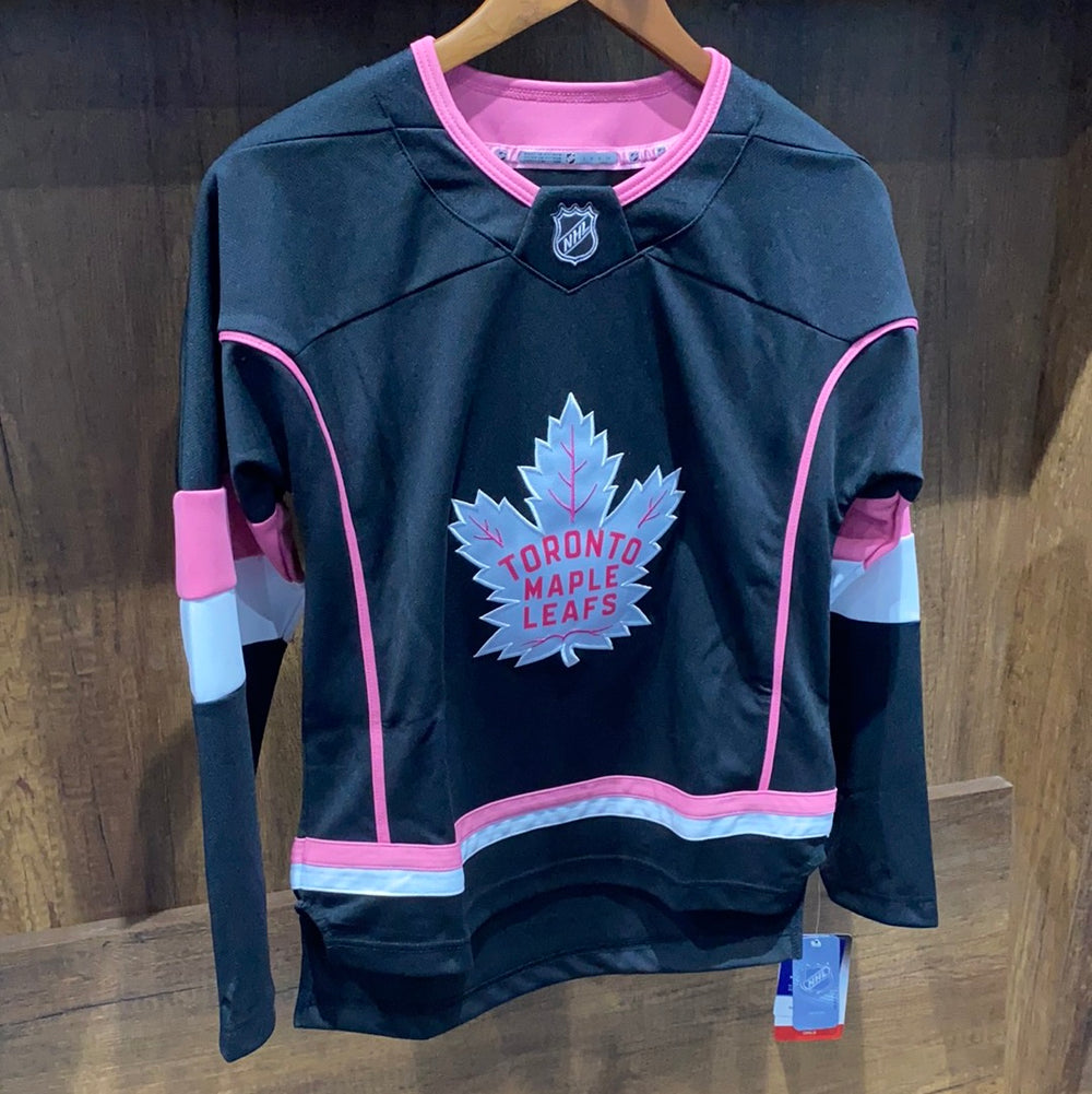 Toronto Maple Leafs Black & Pink Marner Jersey
