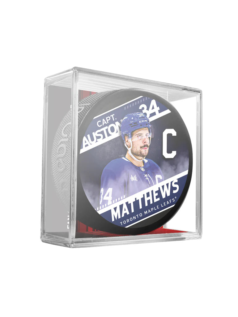 Auston Matthews Puck in Acrylic case Captain Series