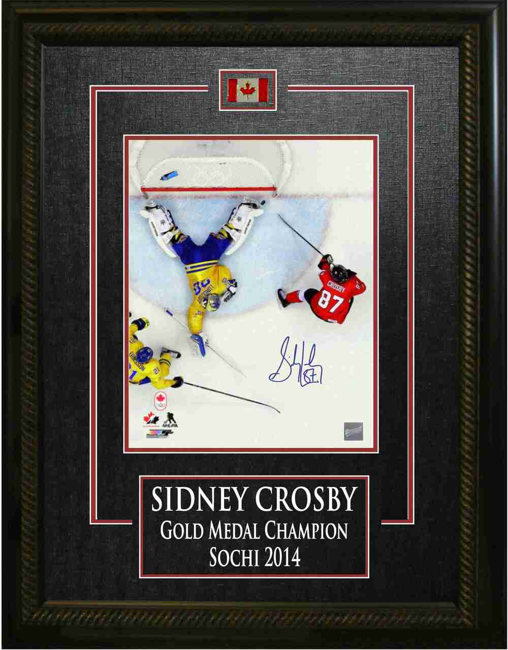 Crosby,S Signed 8x10 Etched Mat Team Canada 2014 Olympics Overhead Scoring-V