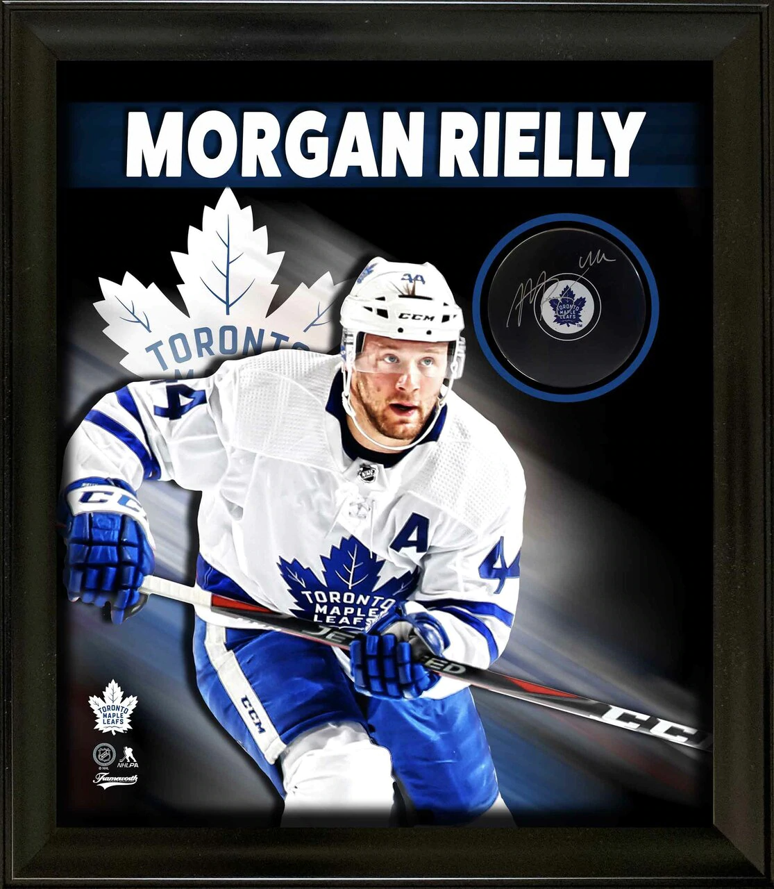Rielly,M Signed Puck Framed PhotoGlass Leafs