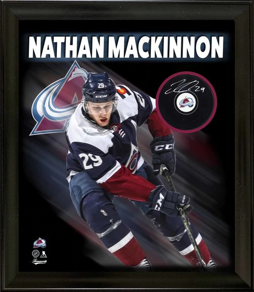 Mackinnon,N Signed Puck Framed PhotoGlass Avalanche