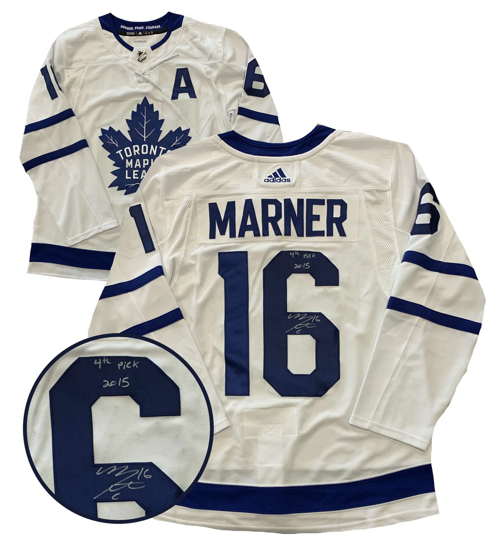 Marner,M Signed Jersey Toronto Maple Leafs White Pro Adidas 2018-2020