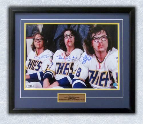 Slap Shot Movie Hanson Brothers Triple Signed Post Fight Bloody 23x27 Frame