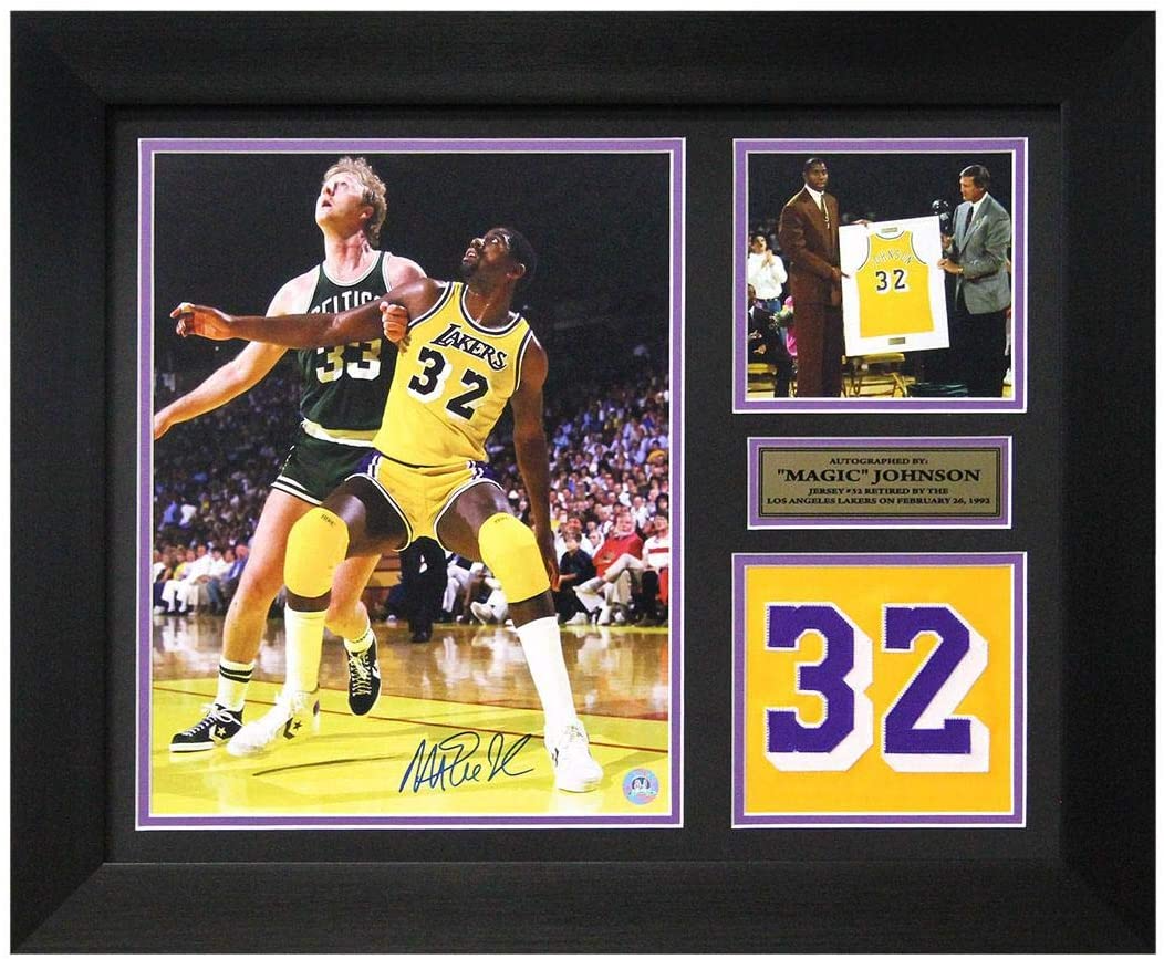 Magic Johnson Los Angeles Lakers Autographed Showtime Jersey Number 20x24 Frame