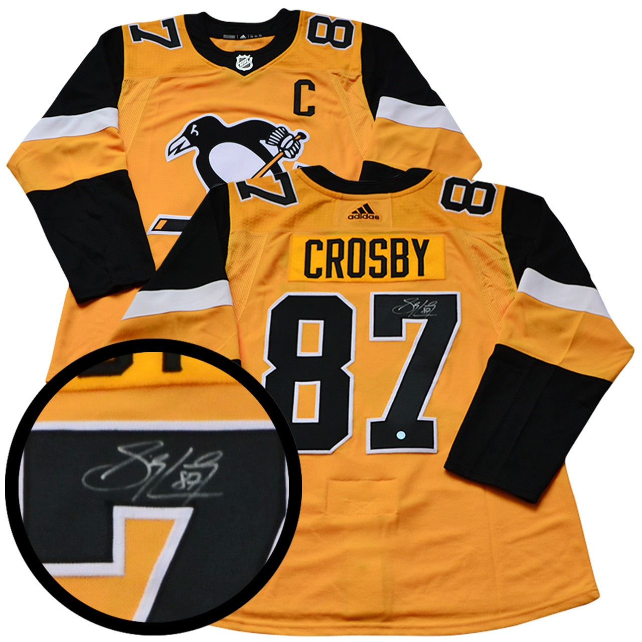Crosby,S Signed Jersey Penguins Yellow Pro 3rd 2018-2019 Adidas