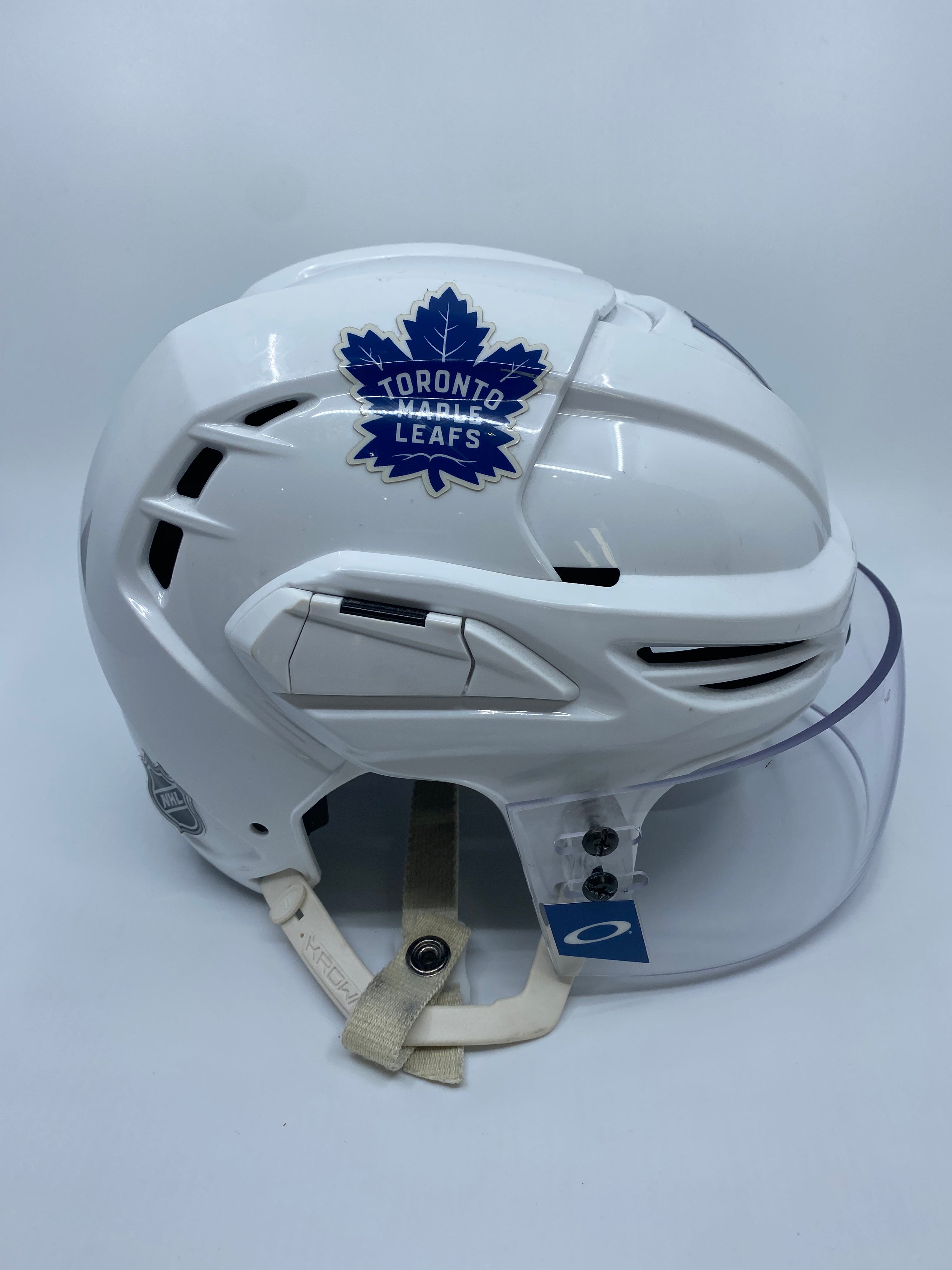 Marner Game Used TML Warrior Helmet White