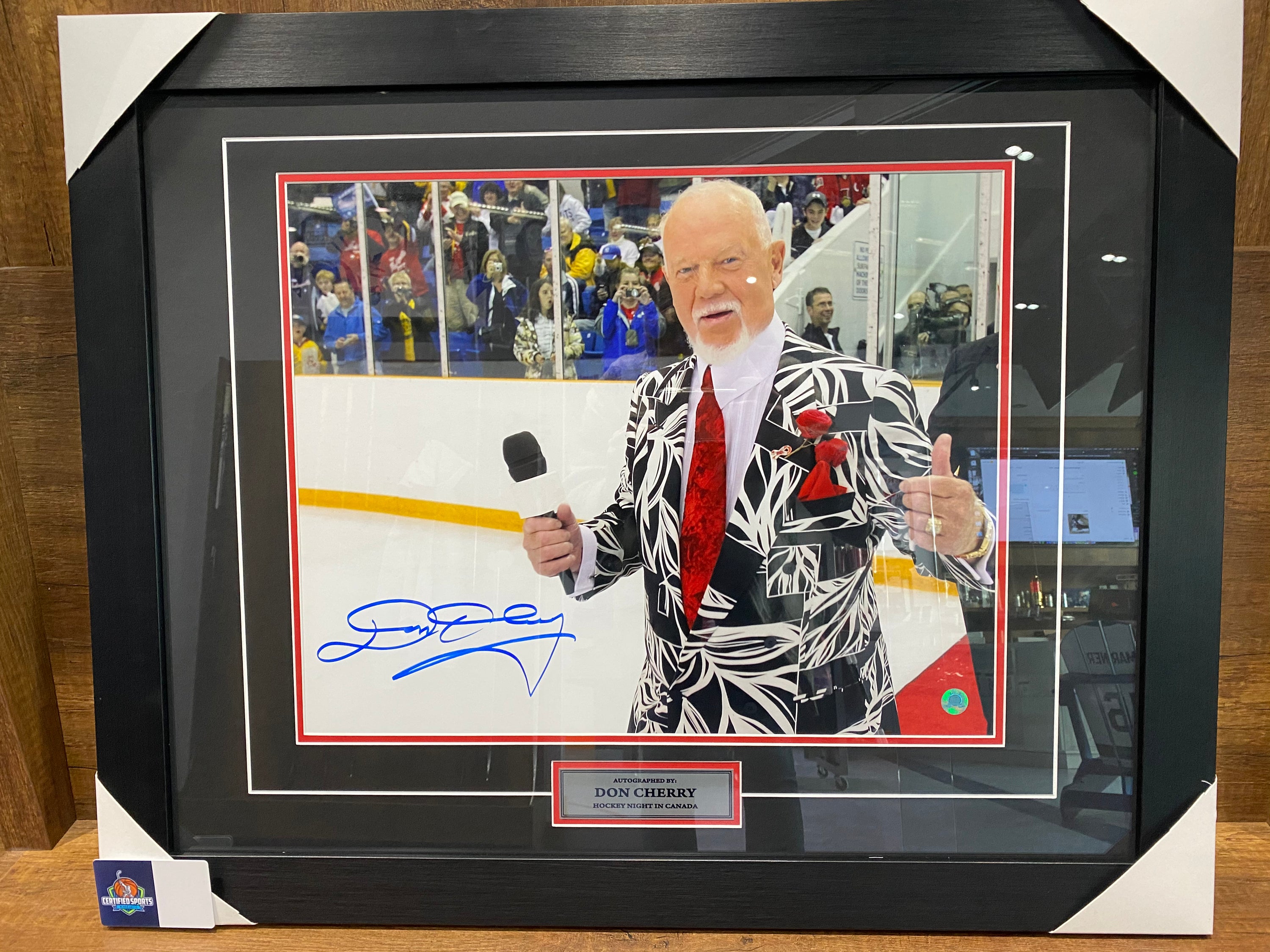 Don Cherry Hockey Night In Canada Autographed On Ice Red Carpet 26x32 Frame