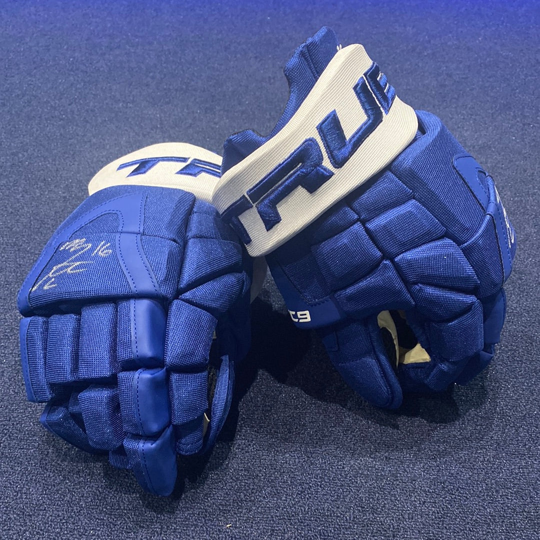 Mitch Marner Game Issued True XC9 Gloves Signed Blue