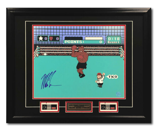 Mike Tyson Autographed Punch-Out NES Boxing Video Game 31x25 Frame